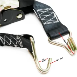 Wiltec Automatik Zurrgurt 750 daN Zuglast 3 m x 50mm PES Spanngurt mit S-Haken selbstaufrollend, ideal für Autotransport