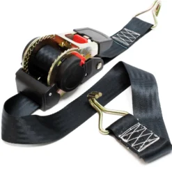 Wiltec Automatik Zurrgurt 750 daN Zuglast 3 m x 50mm PES Spanngurt mit S-Haken selbstaufrollend, ideal für Autotransport