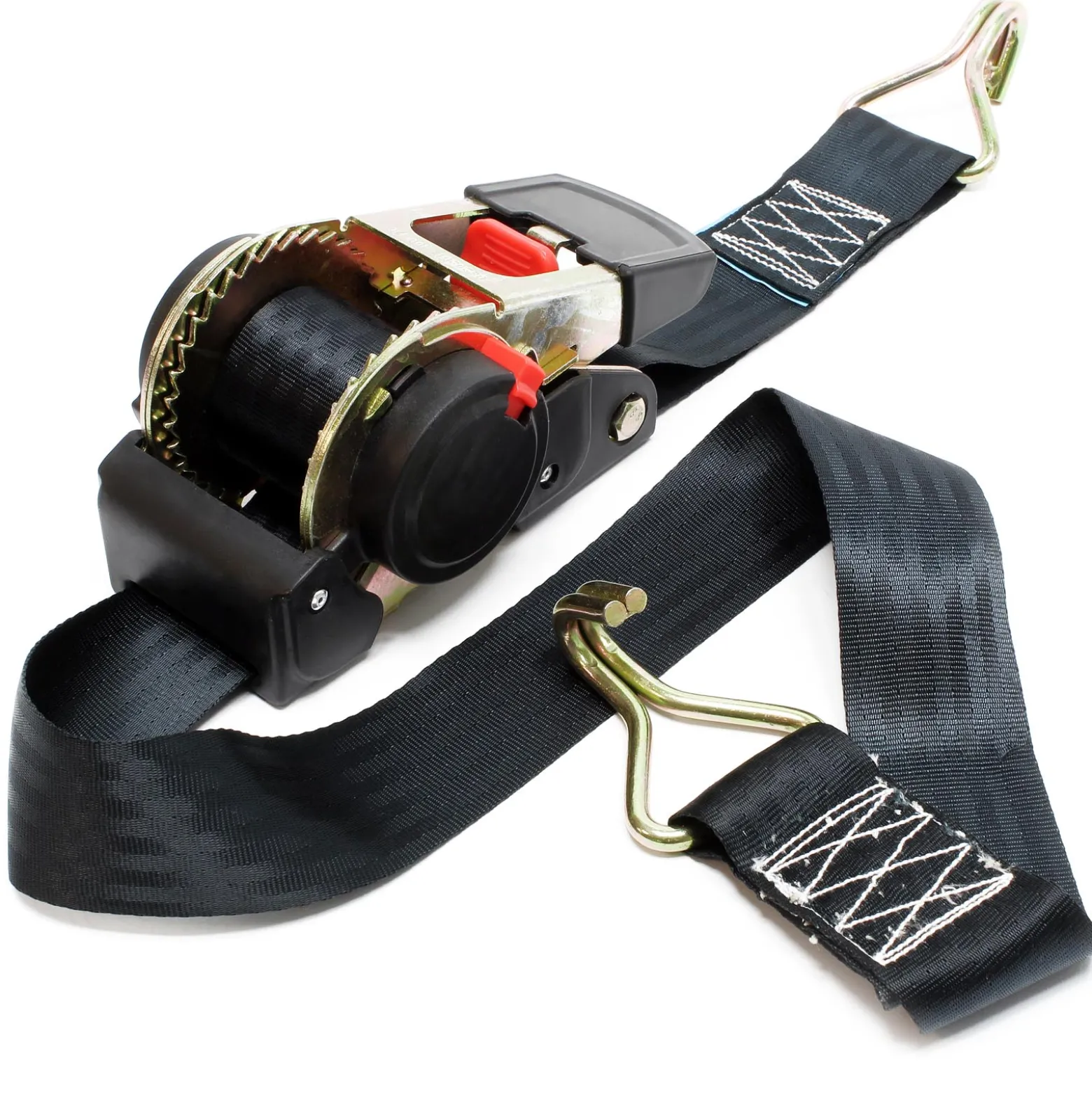 Wiltec Automatik Zurrgurt 750 daN Zuglast 3 m x 50mm PES Spanngurt mit S-Haken selbstaufrollend, ideal für Autotransport