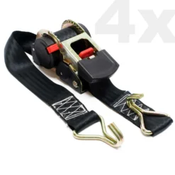 Wiltec Automatik Zurrgurt 4er Set 750 daN Zuglast 3 m x 50mm PES Spanngurt mit S-Haken selbstaufrollend, ideal für Autotransport