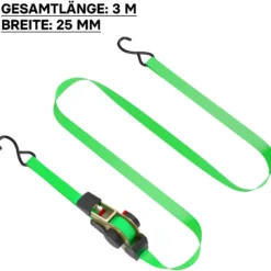 Wiltec Automatik Zurrgurt 4er Set 320 daN Zuglast 3 m x 25mm PES Spanngurt mit S-Haken selbstaufrollend, ideal für Autotransport