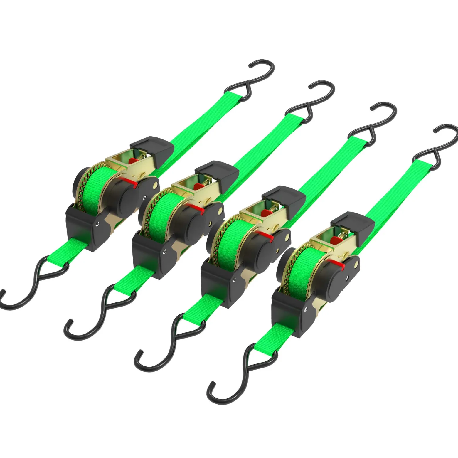 Wiltec Automatik Zurrgurt 4er Set 320 daN Zuglast 3 m x 25mm PES Spanngurt mit S-Haken selbstaufrollend, ideal für Autotransport