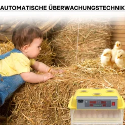 Wiltec Automatische Brutmaschine für 48 Eier, Inkubator mit vollautomatischem Wendesystem, Brutautomat mit Temperatursteuerung und Feuchtigskeitsregulierung, Brutkasten zum Eier ausbrüten