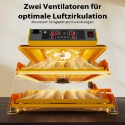 Wiltec Automatische Brutmaschine für 112 Eier, Inkubator mit vollautomatischem Wendesystem, Brutautomat mit Temperatursteuerung und Feuchtigskeitsregulierung, Brutkasten zum Eier ausbrüten