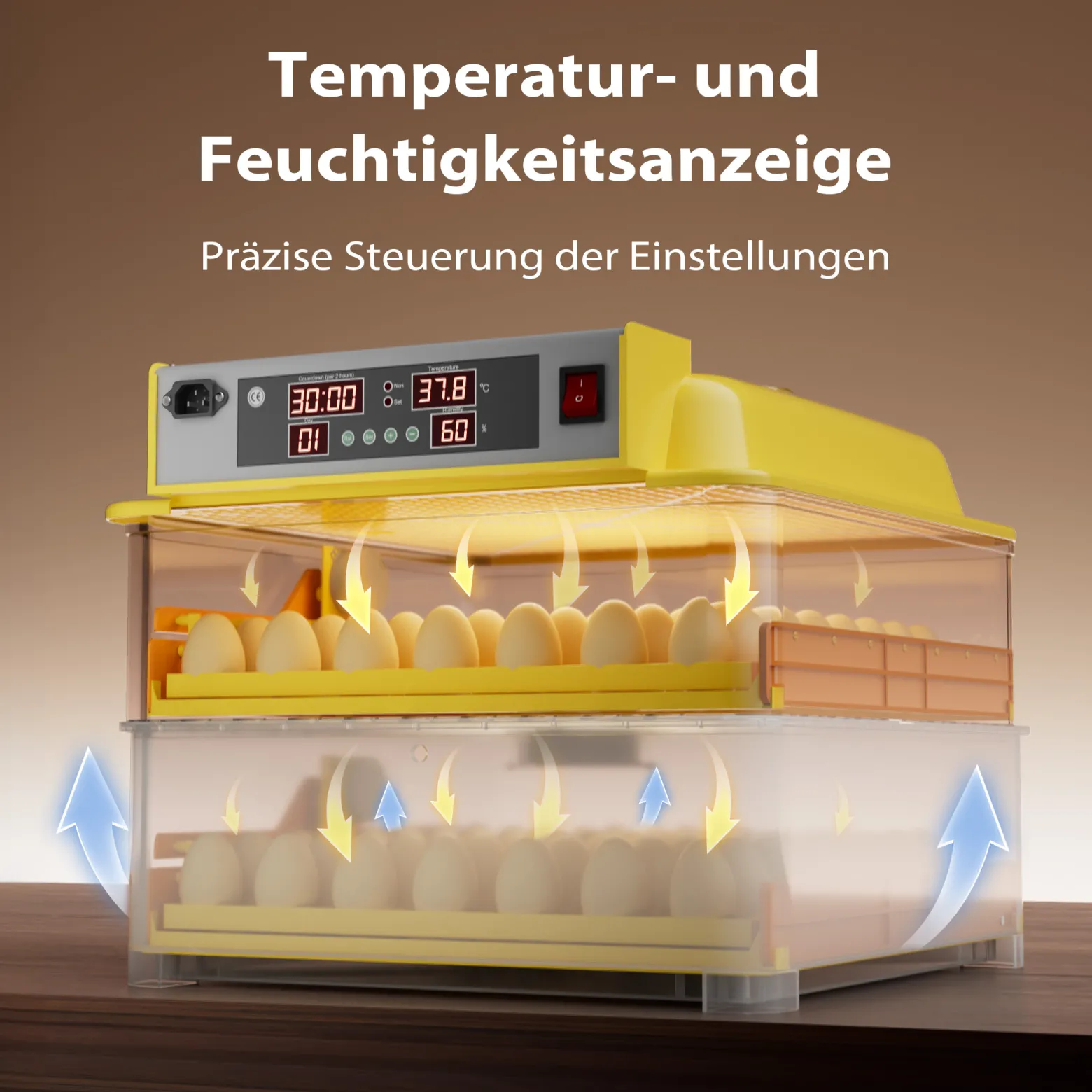 Wiltec Automatische Brutmaschine für 112 Eier, Inkubator mit vollautomatischem Wendesystem, Brutautomat mit Temperatursteuerung und Feuchtigskeitsregulierung, Brutkasten zum Eier ausbrüten