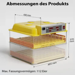 Wiltec Automatische Brutmaschine für 112 Eier, Inkubator mit vollautomatischem Wendesystem, Brutautomat mit Temperatursteuerung und Feuchtigskeitsregulierung, Brutkasten zum Eier ausbrüten