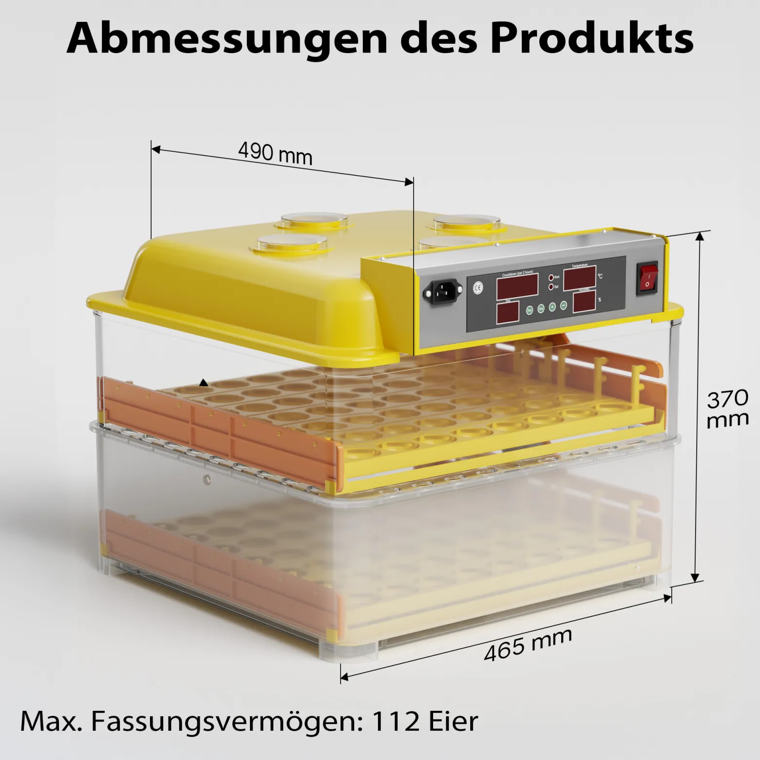 Wiltec Automatische Brutmaschine für 112 Eier, Inkubator mit vollautomatischem Wendesystem, Brutautomat mit Temperatursteuerung und Feuchtigskeitsregulierung, Brutkasten zum Eier ausbrüten