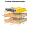 Wiltec Automatische Brutmaschine für 96 Eier, Inkubator mit vollautomatischem Wendesystem, Brutautomat mit Temperatursteuerung und Feuchtigskeitsregulierung, Brutkasten zum Eier ausbrüten
