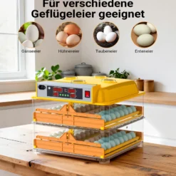 Wiltec Automatische Brutmaschine für 96 Eier, Inkubator mit vollautomatischem Wendesystem, Brutautomat mit Temperatursteuerung und Feuchtigskeitsregulierung, Brutkasten zum Eier ausbrüten