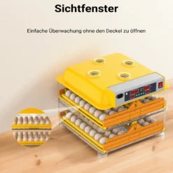 Wiltec Automatische Brutmaschine für 96 Eier, Inkubator mit vollautomatischem Wendesystem, Brutautomat mit Temperatursteuerung und Feuchtigskeitsregulierung, Brutkasten zum Eier ausbrüten