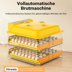 Wiltec Automatische Brutmaschine für 96 Eier, Inkubator mit vollautomatischem Wendesystem, Brutautomat mit Temperatursteuerung und Feuchtigskeitsregulierung, Brutkasten zum Eier ausbrüten