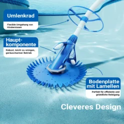 Wiltec automatischer Poolreiniger inkl. 12 Schläuchen Poolsauger Pool Bodensauger Oberflächensauger