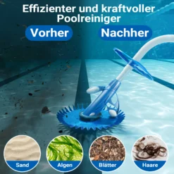 Wiltec automatischer Poolreiniger inkl. 12 Schläuchen Poolsauger Pool Bodensauger Oberflächensauger