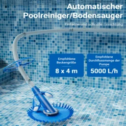 Wiltec automatischer Poolreiniger inkl. 12 Schläuchen Poolsauger Pool Bodensauger Oberflächensauger