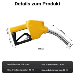 Wiltec Automatische Zapfpistole für Heizöl und Diesel 24mm (3/4 Zoll) DN20 120l/min Modell 4007