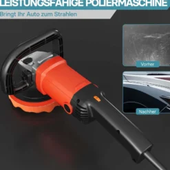Wiltec Auto Poliermaschine Schleifmaschine 1200W bis 3000 U/min, Poliergerät mit 6 Stufen, mit Zubehör, Tellerschleifer, Rotationsschleifer