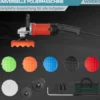 Wiltec Auto Poliermaschine Schleifmaschine 1200W bis 3000 U/min, Poliergerät mit 6 Stufen, mit Tasche und Zubehör, Tellerschleifer, Rotationsschleifer