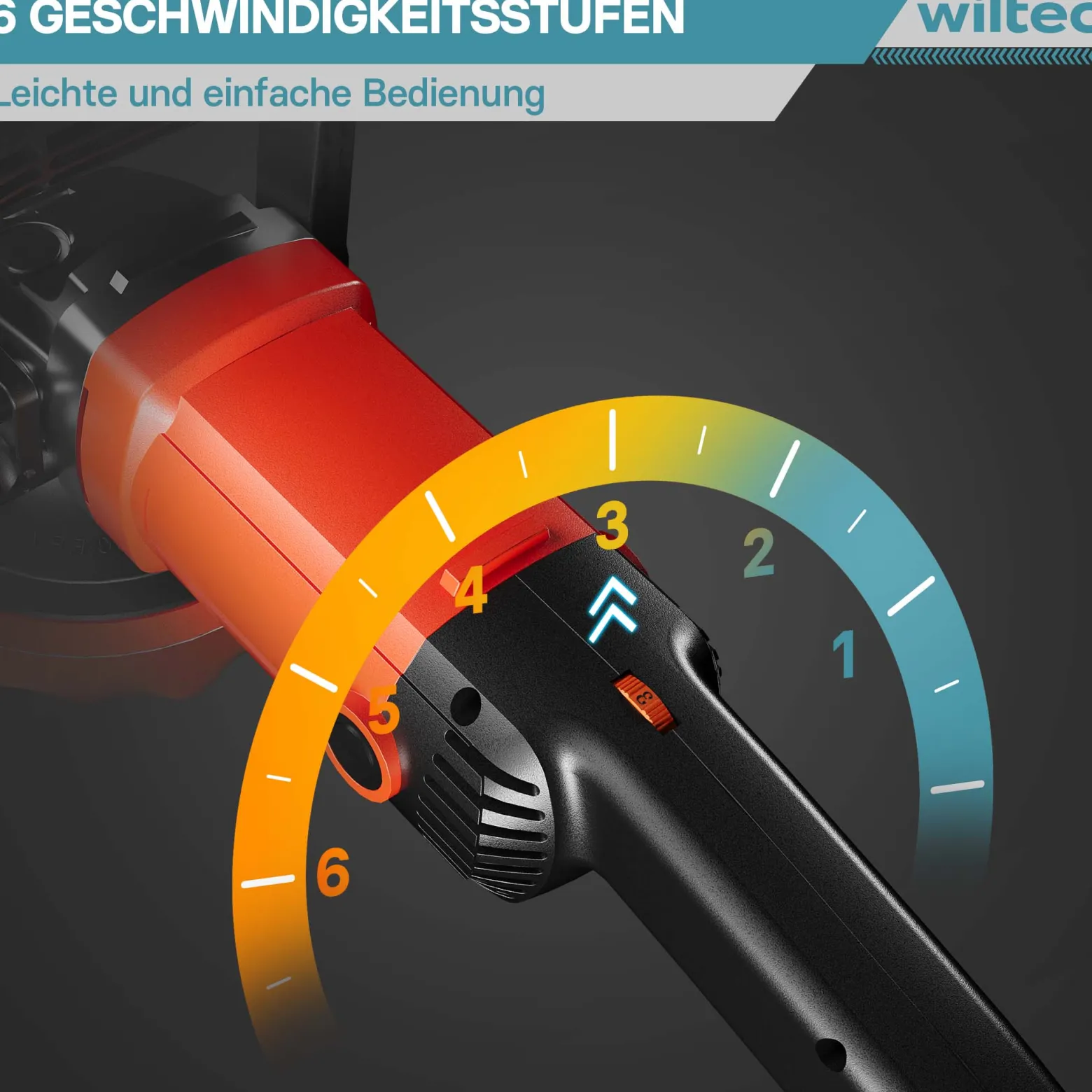Wiltec Auto Poliermaschine Schleifmaschine 1200W bis 3000 U/min, Poliergerät mit 6 Stufen, mit Tasche und Zubehör, Tellerschleifer, Rotationsschleifer