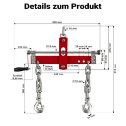 Wiltec Balancierer bis zu 900kg Positionierer für Werkstattkran als Kettenzug, Seilzug mit extra großen Befestigungsaugen Motorheber