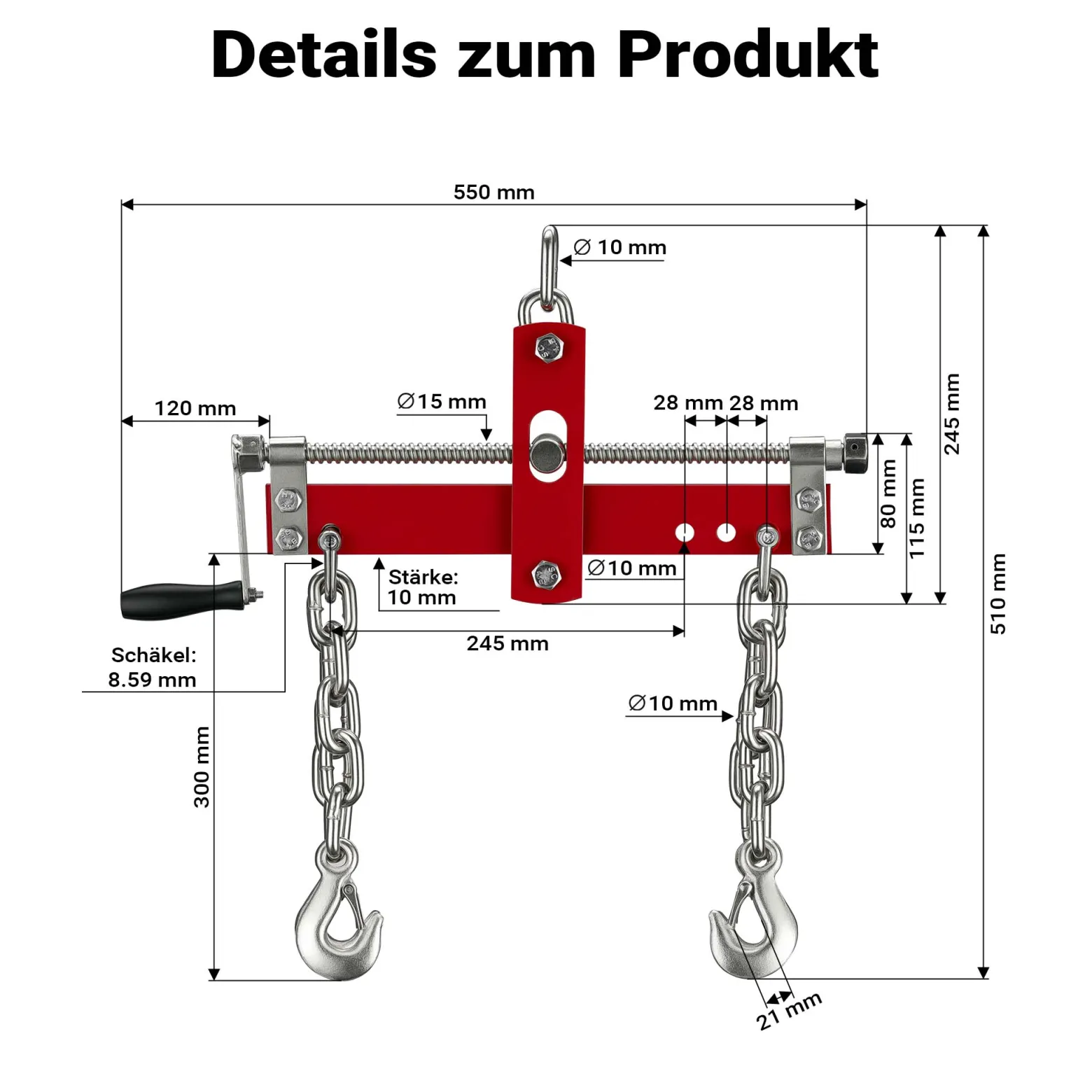 Wiltec Balancierer bis zu 900kg Positionierer für Werkstattkran als Kettenzug, Seilzug mit extra großen Befestigungsaugen Motorheber