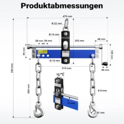Wiltec Balancierer bis zu 750kg Positionierer für Werkstattkran als Kettenzug, Seilzug mit extra großen Befestigungsaugen Motorheber
