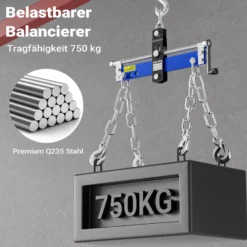 Wiltec Balancierer bis zu 750kg Positionierer für Werkstattkran als Kettenzug, Seilzug mit extra großen Befestigungsaugen Motorheber