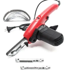 Wiltec Bandschleifer 400 W mit 3 austauschbaren Schleifarmen, Schleifmaschine mit 10 x Schleifband, Elektrofeile für schwer erreichbare Stellen