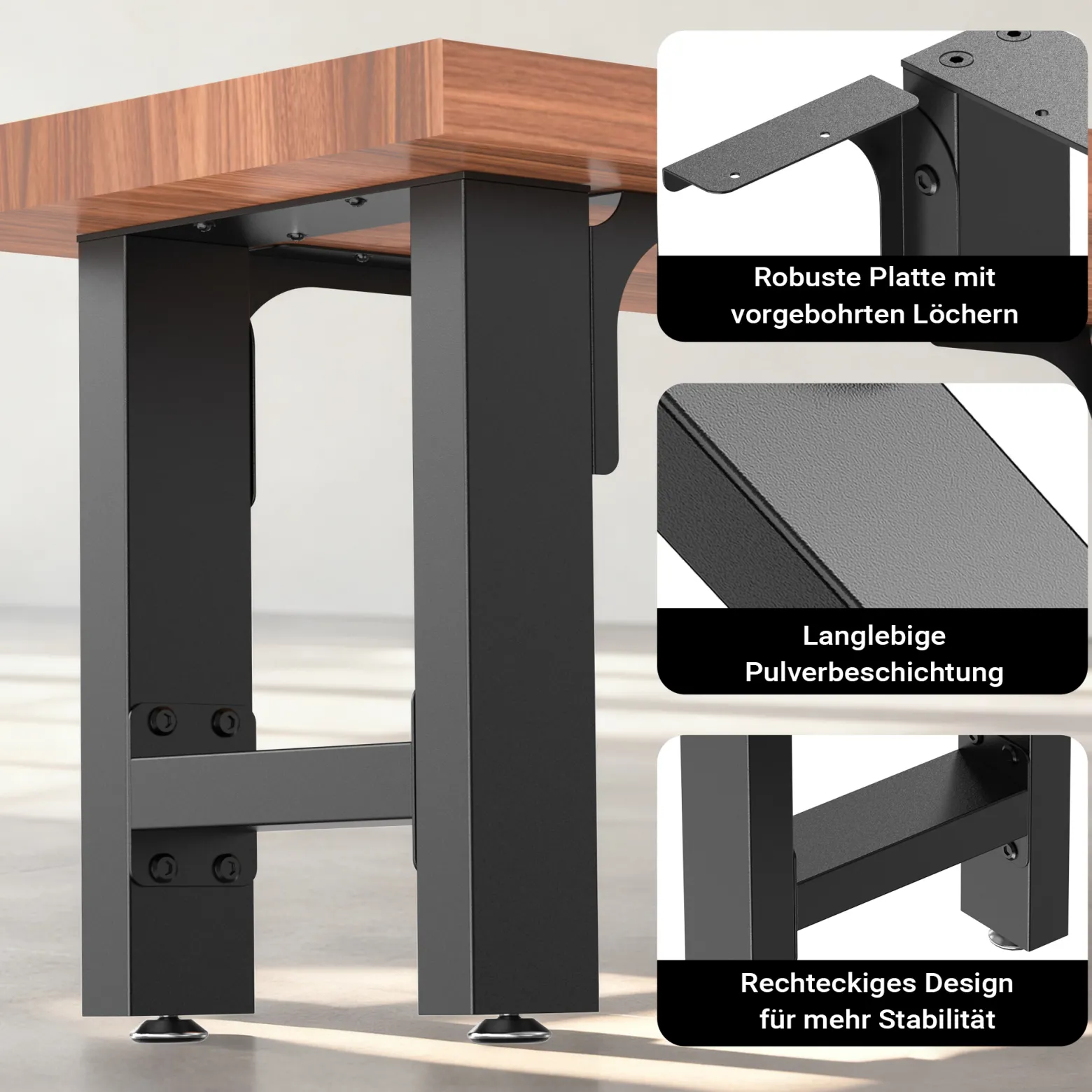Wiltec Bankkufen aus Stahl 2er Set Vierkantrohren 40x43 cm schwarz pulverbeschichtet Bankgestell Bankbeine Tischbeine Tischgestell