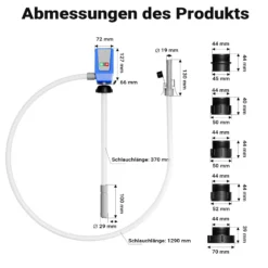 Wiltec batteriebetriebene Transferpumpe, selbstansaugende Kraftstoffförderpumpe 12 V, Umfüllpumpe mit LED-Anzeige, Förderpumpe für Benzin, Diesel, Öl