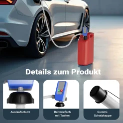 Wiltec batteriebetriebene Transferpumpe, selbstansaugende Kraftstoffförderpumpe 12 V, Umfüllpumpe mit LED-Anzeige, Förderpumpe für Benzin, Diesel, Öl