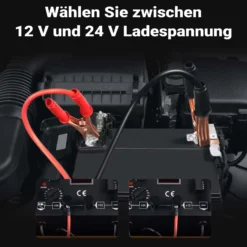 Wiltec Batterieladegerät Booster Class CD 830 12-24 V, mobiles Ladegerät mit Starthilfe für Auto, Motorrad und Lkw, Akkuladegerät mit Schnellladung