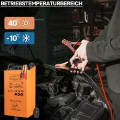 Wiltec Batterieladegerät 12V 24V 30A Batterie, Ladegerät und Starthilfe für Motorräder, Kfz, Lkw, Akkuladegerät Boost 430 mit Schnellladung