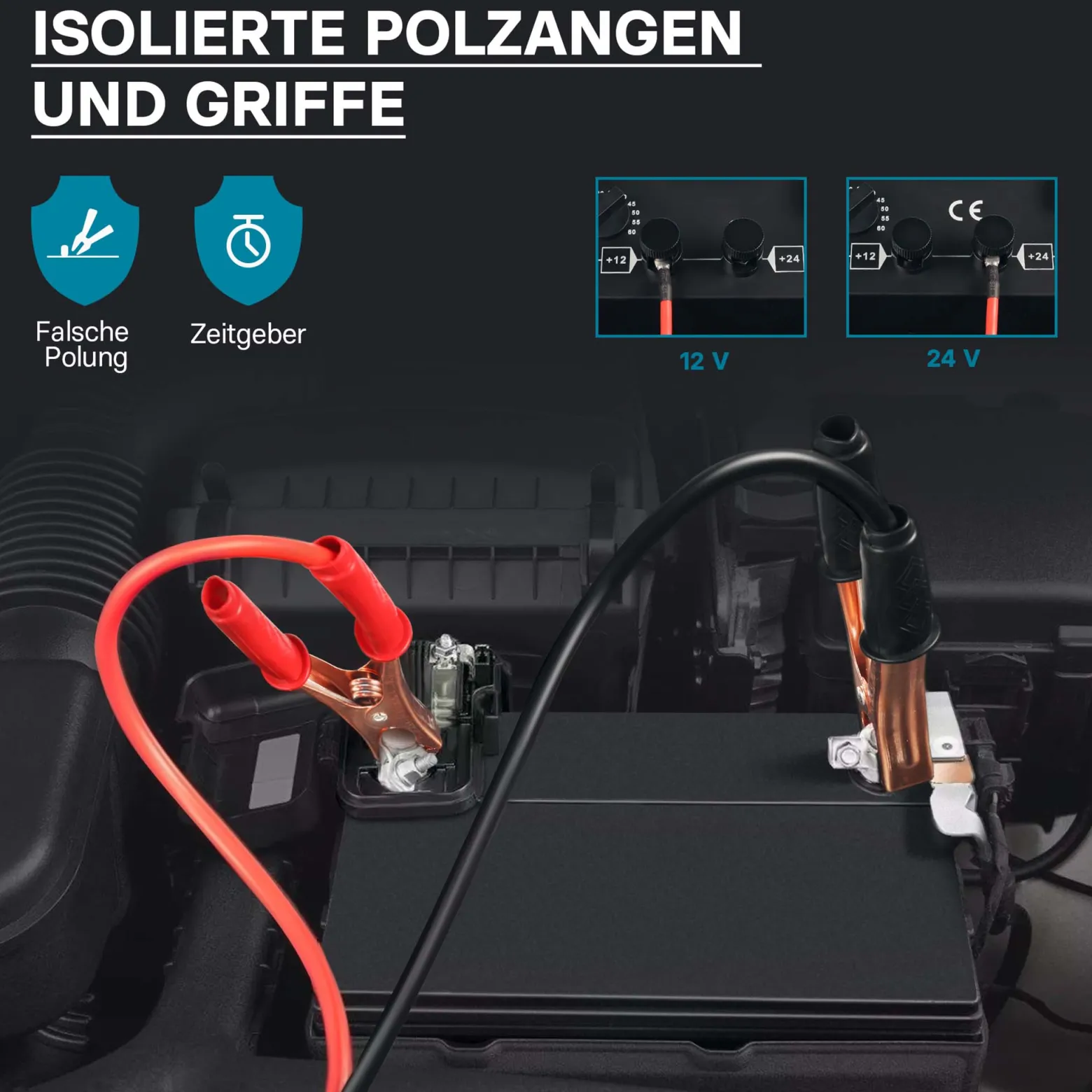 Wiltec Batterieladegerät 12V 24V 90A Batterie, Ladegerät und Starthilfe für Motorräder, Kfz, Lkw, Akkuladegerät Boost 630 mit Schnellladung