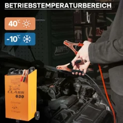 Wiltec Batterieladegerät 12V 24V 90A Batterie, Ladegerät und Starthilfe für Motorräder, Kfz, Lkw, Akkuladegerät Boost 630 mit Schnellladung