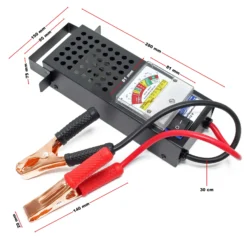 Wiltec Batterietester für 6V und 12V Batterien/Akkus, mit 2 Klemmzangen, justierbarer Skala, Batterieprüfer für Pkw Ladesystem, Lichtmaschine, Anlasser