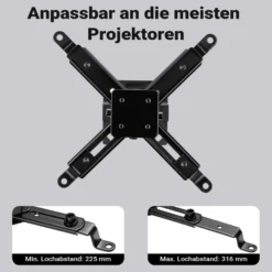 Wiltec Beamerhalterung 20kg universelle Projektorhalterung Decke und Wand 43-65cm schwenkbar drehbar