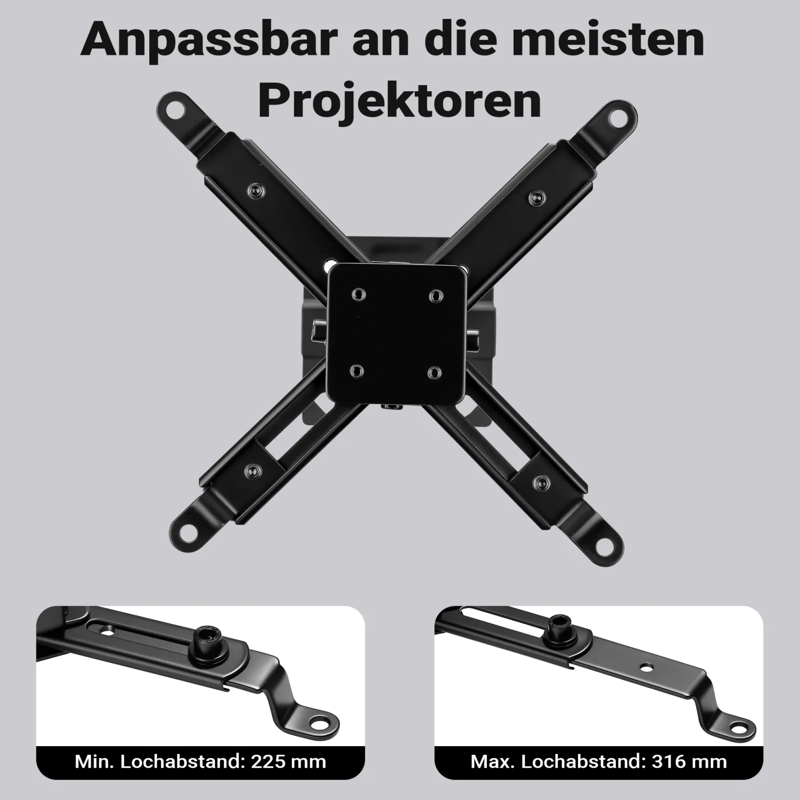 Wiltec Beamerhalterung 20kg universelle Projektorhalterung Decke und Wand 43-65cm schwenkbar drehbar