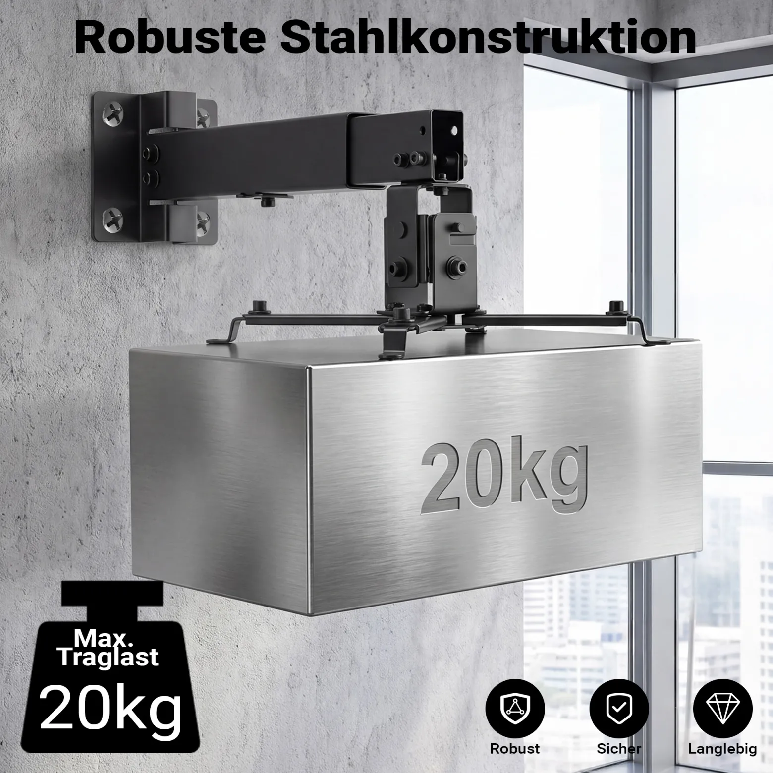 Wiltec Beamerhalterung 20kg universelle Projektorhalterung Decke und Wand 43-65cm schwenkbar drehbar