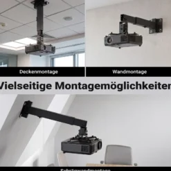 Wiltec Beamerhalterung 20kg universelle Projektorhalterung Decke und Wand 43-65cm schwenkbar drehbar