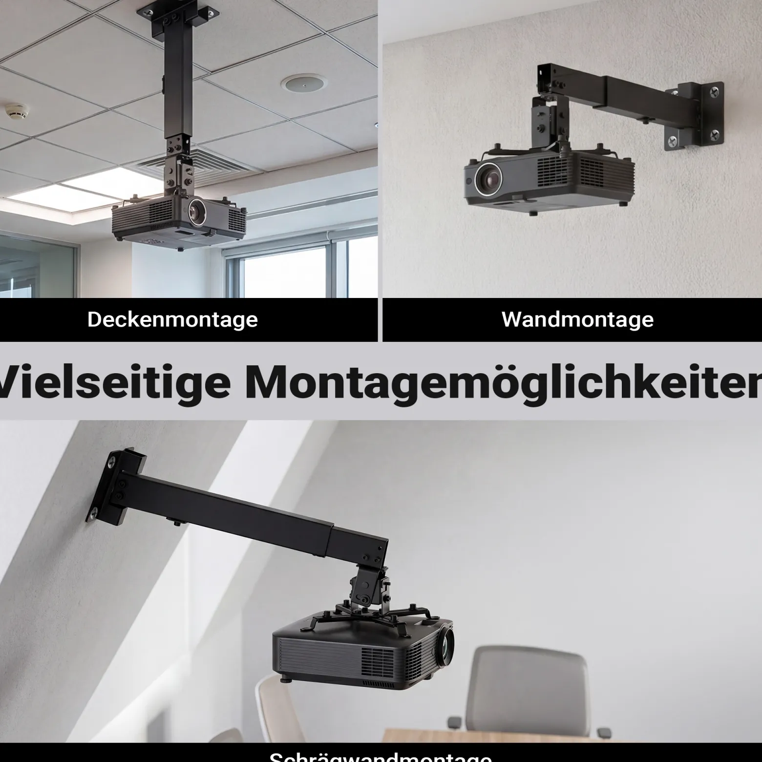 Wiltec Beamerhalterung 20kg universelle Projektorhalterung Decke und Wand 43-65cm schwenkbar drehbar