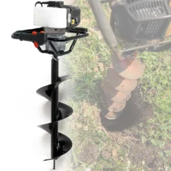 Wiltec Benzin Erdlochbohrer Set mit 300 mm Bohrer, 1,4 kW 1,9 PS 52ccm Pfahlbohrer Pflanzenbohrer