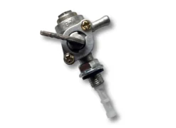 Wiltec Benzinhahn mit Benzinsieb für Stromerzeuger – Ersatzteil für Kraftstofftank – Kraftstoffschlauchanschluss 6 mm – Verschraubung AG M10 x 1,25 – silberfarben