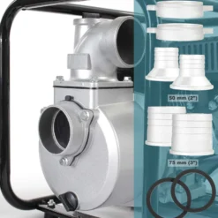 Wiltec Benzin Schmutzwasserpumpe 4kW 48.000l/h, 28m Förderhöhe, Wasserpumpe Gartenpumpe mit 80mm (3") Anschluss 4-Takt-Motor