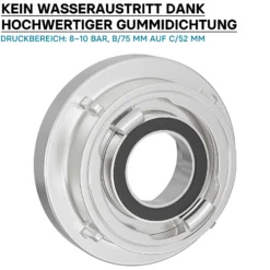 Wiltec Übergangsstück Storz Kupplung B 75 auf C 52 aus Aluminium Kupplungsreduzierung B/75 zu C/52