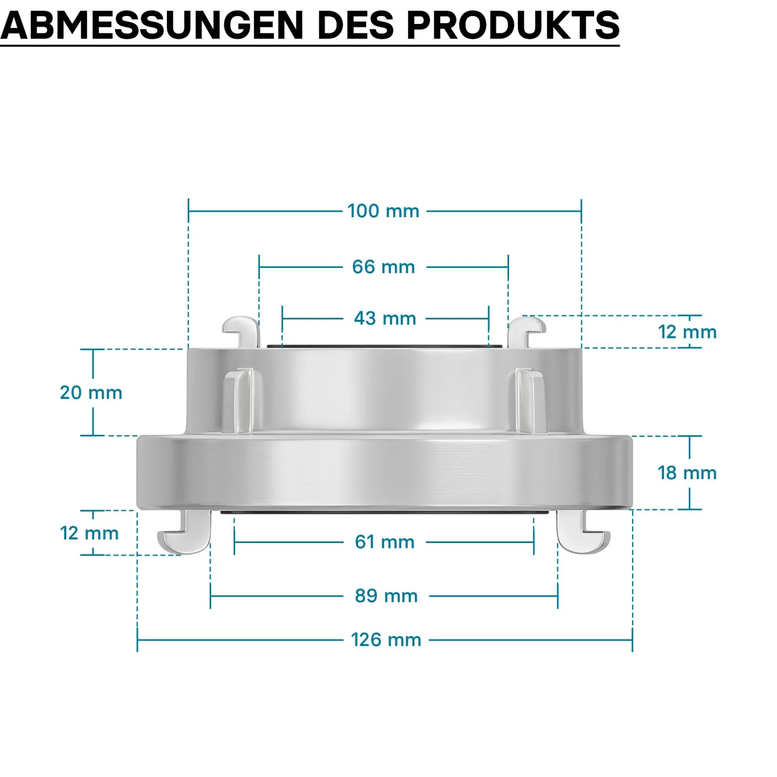 Wiltec Übergangsstück Storz Kupplung B 75 auf C 52 aus Aluminium Kupplungsreduzierung B/75 zu C/52