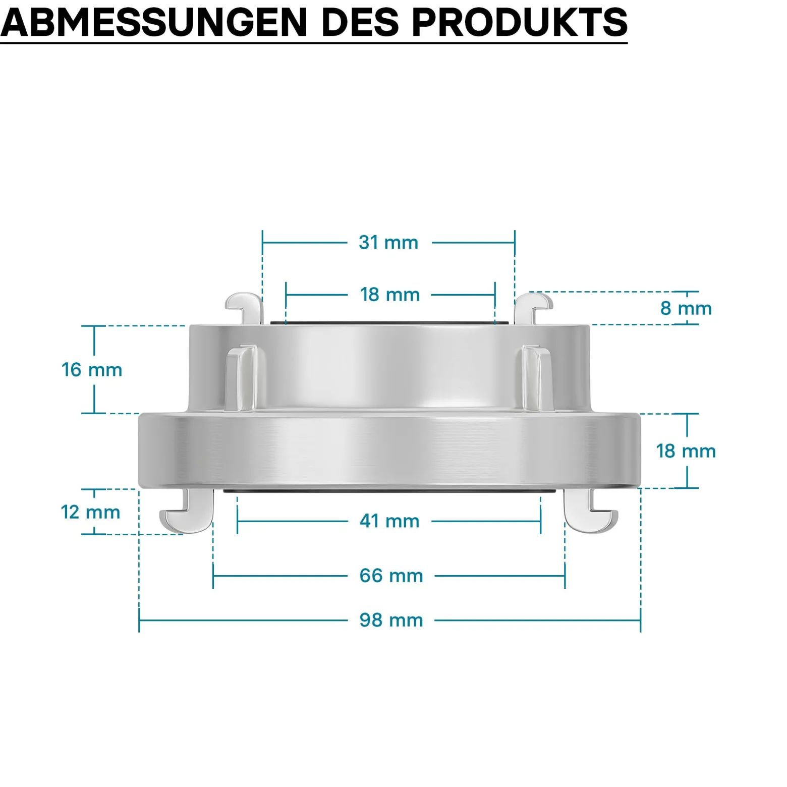 Wiltec Übergangsstück Storz Kupplung C 52 auf D 25 aus Aluminium Kupplungsreduzierung C/52 zu D/25