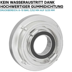 Wiltec Übergangsstück Storz Kupplung C 52 auf D 25 aus Aluminium Kupplungsreduzierung C/52 zu D/25
