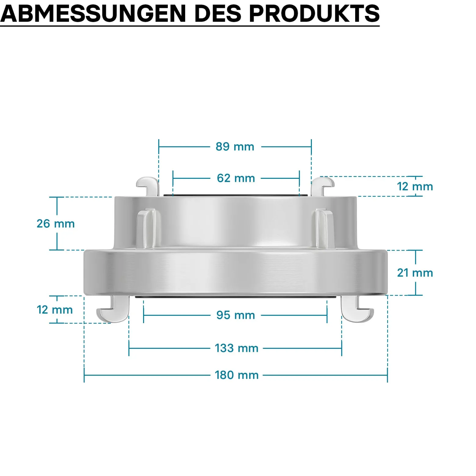 Wiltec Übergangsstück Storz Kupplung A 110 auf B 75 aus Aluminium Kupplungsreduzierung A/110 zu B/75