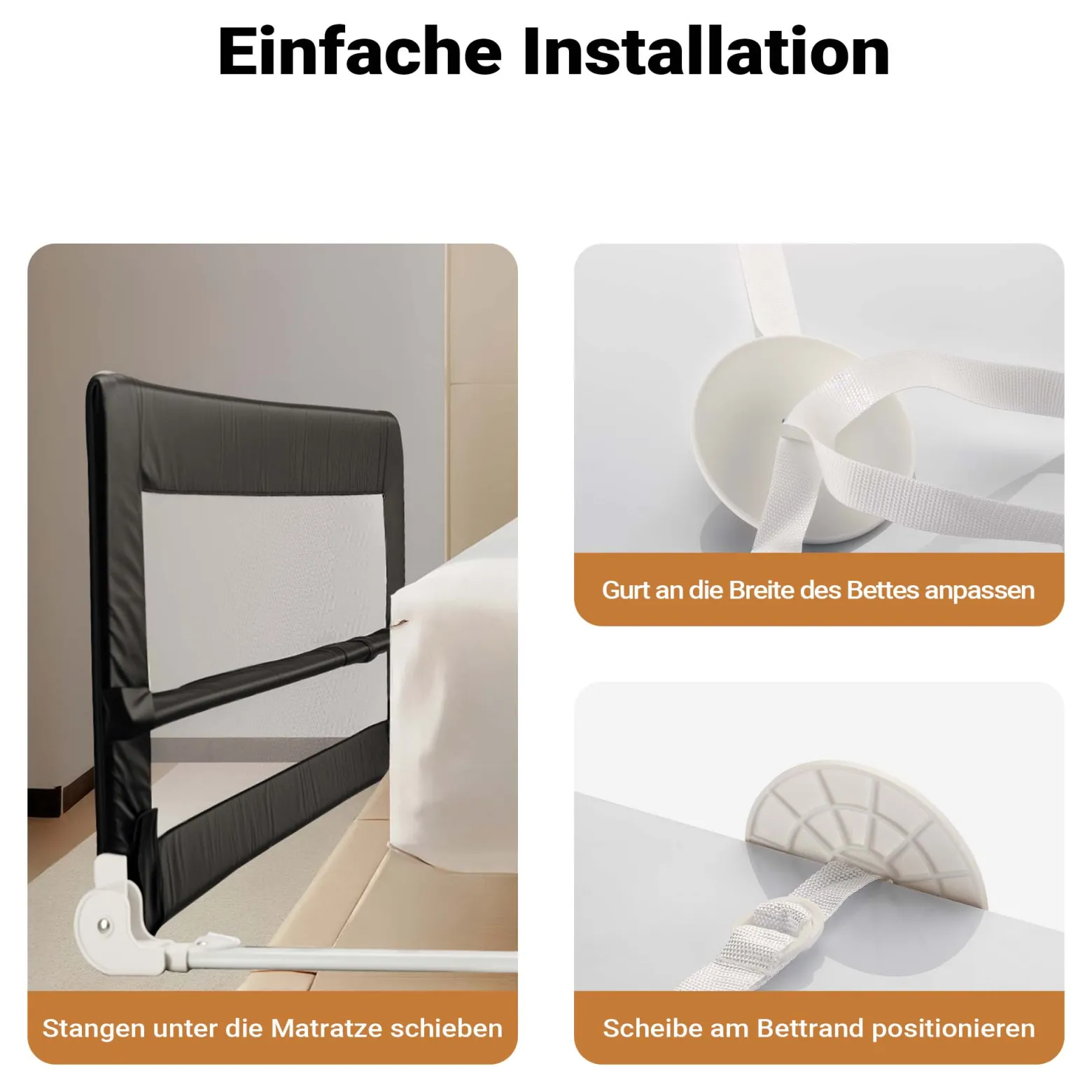 Wiltec Bettschutzgitter 180 x 42 cm, klappbares Bettgitter, Kinder Rausfallschutz aus Nylon und Metall, Absturzsicherung Bett einfache Montage