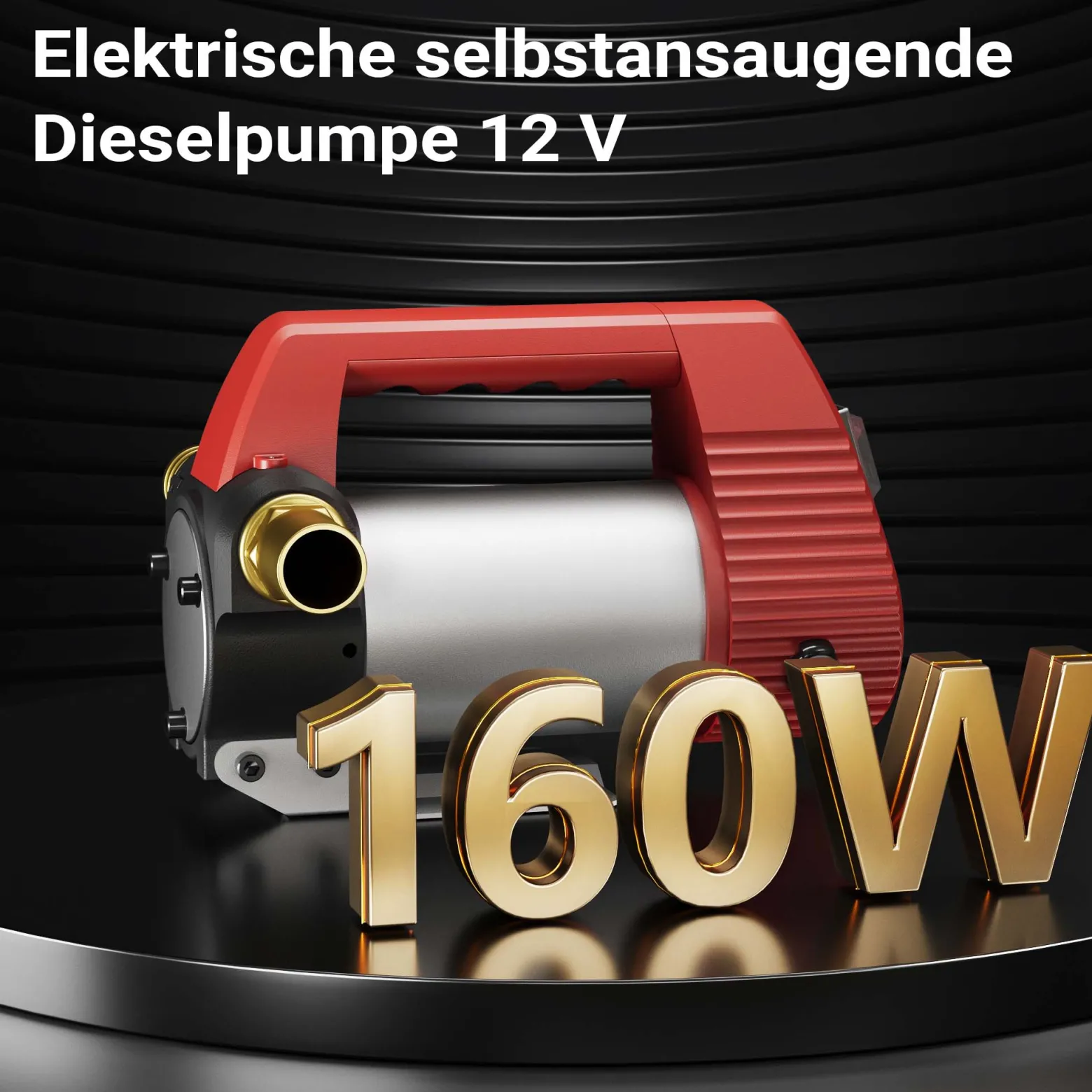 Wiltec Bio Dieselpumpe 12 V, 160 W, 40 l/min, Heizölpumpe selbstansaugend, Absaugpumpe für Diesel, Biodiesel, Heizöl, tragbare mobile Umfüllpumpe